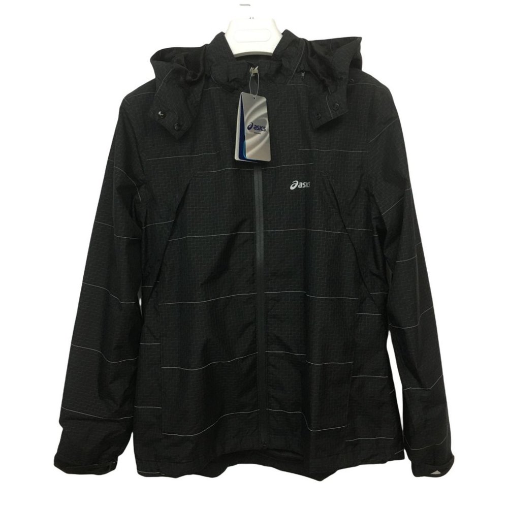 NWT Asics Women's Hooded Storm Shelter Running Jacket - Size XL - Black